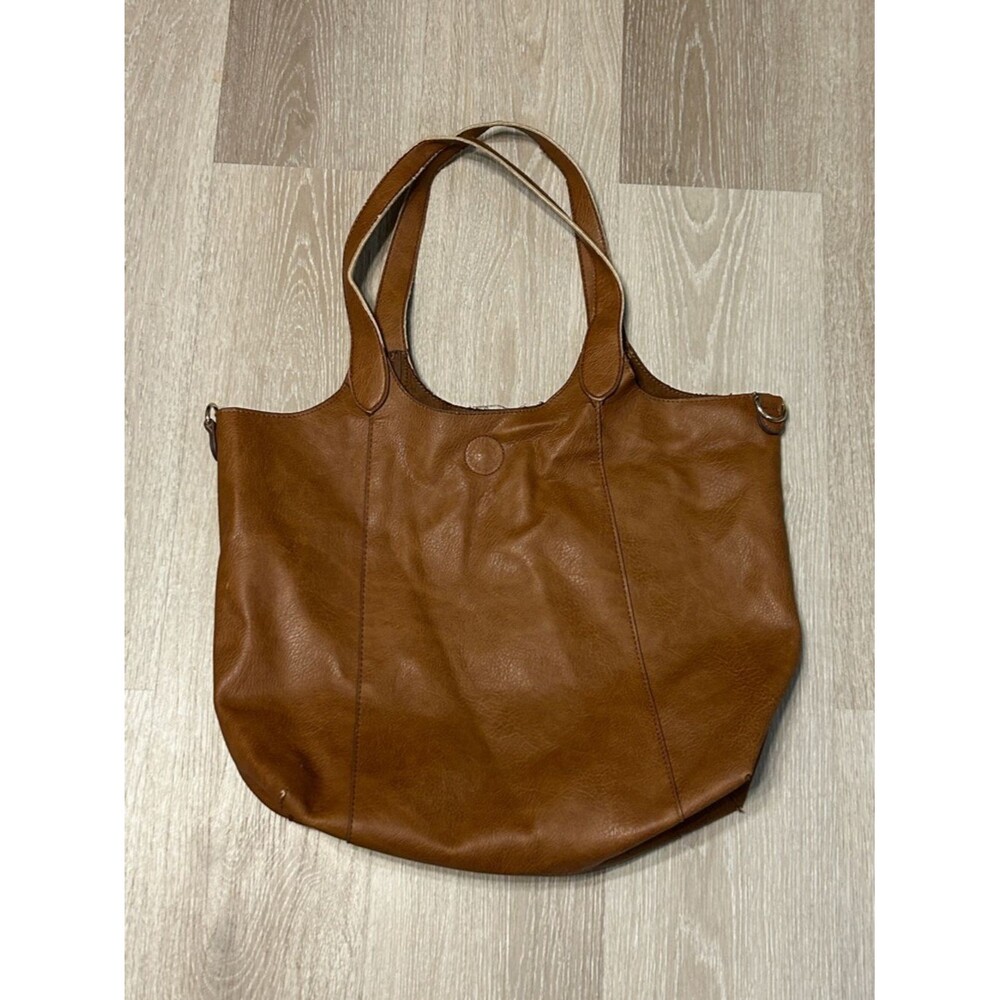 Classic Large Brown Faux Leather Tote Bag